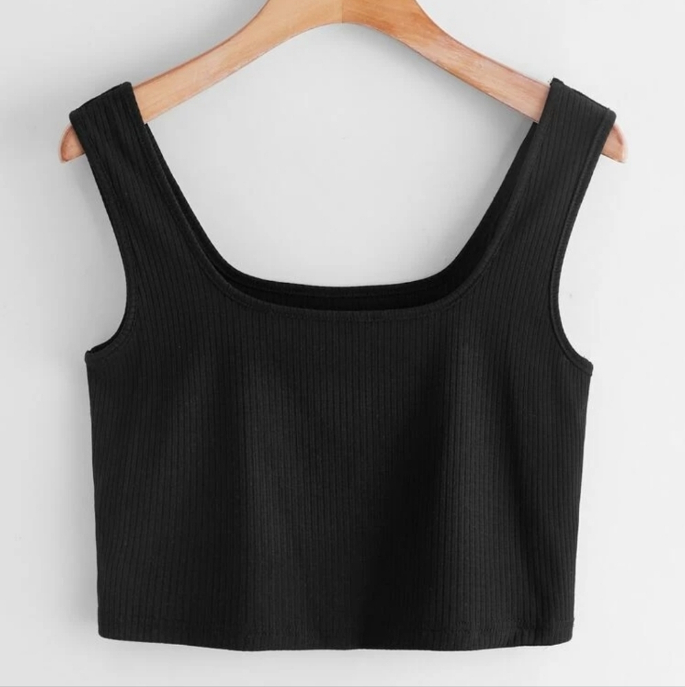 Basic Black Crop Top - Picture 1 of 5